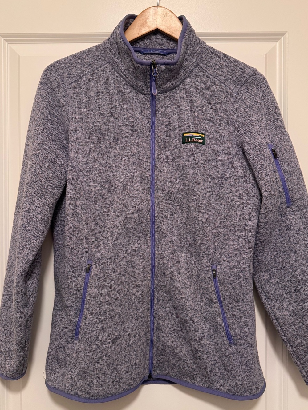 L.L.Bean Women’s Sweater Fleece Full Zip Jacket Large Purple Heather